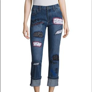Alice & Olivia X Basquiat Hanna Patchwork Jeans